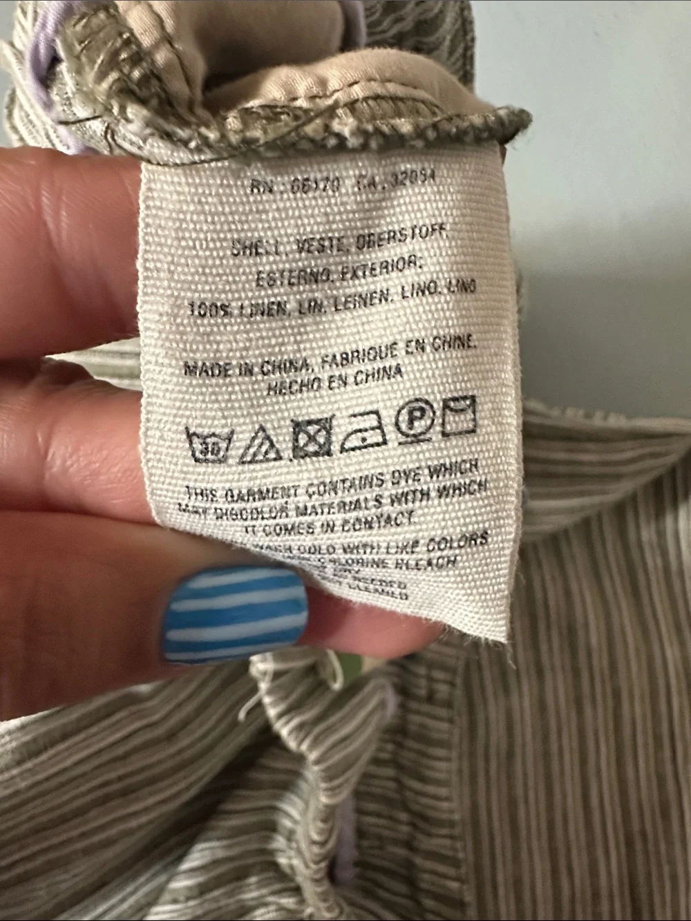 Anthropologie Striped Sage Green 100% Linen Pants Women’s 27 Coastal Boho Beach
